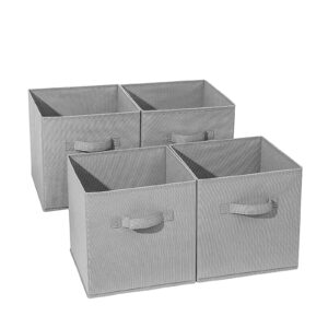 debbu basics fabric clothing storage bins - 10.6" x 10.6" x 11" - collapsible storage cubes organizer with handles, linen foldable storage baskets cloth box containers, closet organizers