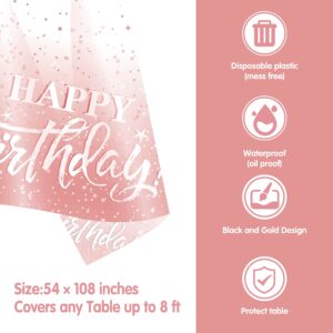 60th birthday decorations for women - (Total 121pcs) rose gold Birthday supplies Plates and Napkins, Cups, Straws, tablecloth, Disposable Tableware for 24 Guests