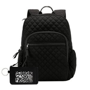 donggangaji women's campus backpack with wallet set, casual daypack backpacks with trolley sleeve (classic black)