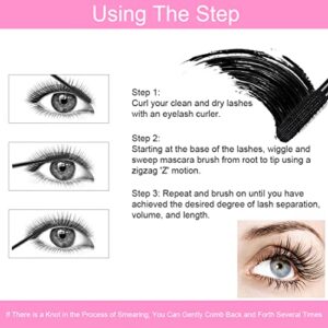 2 Pack 4D Silk Fiber Lash Mascara, Long Lasting Eyelashes, Lengthening and Thick, Waterproof & Smudge-Proof, All Day Exquisitely Full