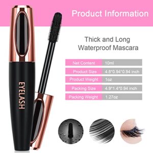 2 Pack 4D Silk Fiber Lash Mascara, Long Lasting Eyelashes, Lengthening and Thick, Waterproof & Smudge-Proof, All Day Exquisitely Full