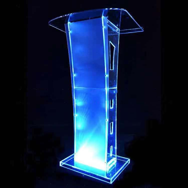 Podium with Light, Pulpit for Churches, Acrylic Podium Stand for Church Classroom Stage, Clear Podium, Church Pulpit Podium Lectern (White-Light)…