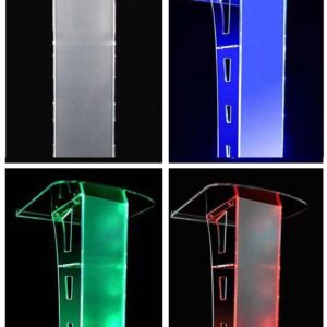 Podium with Light, Pulpit for Churches, Acrylic Podium Stand for Church Classroom Stage, Clear Podium, Church Pulpit Podium Lectern (White-Light)…