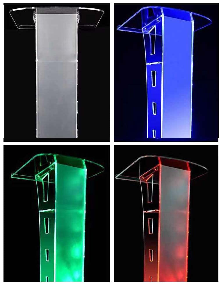 Podium with Light, Pulpit for Churches, Acrylic Podium Stand for Church Classroom Stage, Clear Podium, Church Pulpit Podium Lectern (White-Light)…