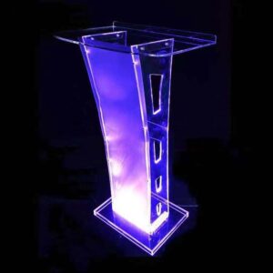 Podium with Light, Pulpit for Churches, Acrylic Podium Stand for Church Classroom Stage, Clear Podium, Church Pulpit Podium Lectern (White-Light)…