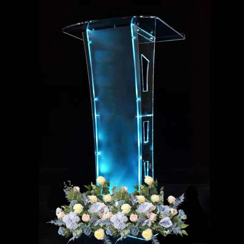 Podium with Light, Pulpit for Churches, Acrylic Podium Stand for Church Classroom Stage, Clear Podium, Church Pulpit Podium Lectern (White-Light)…