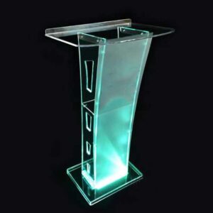 Podium with Light, Pulpit for Churches, Acrylic Podium Stand for Church Classroom Stage, Clear Podium, Church Pulpit Podium Lectern (White-Light)…