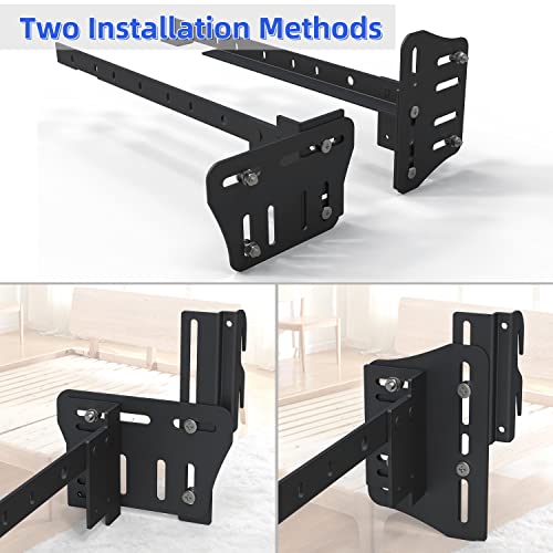 2PCS Bed Frame Brackets Adapter/ Connector,Heavy Duty Bed Modification Plate Brackets for Headboard,Adjustable Bed Headboard Brackets for Metal Bed Frame,Black