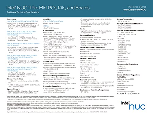 Intel NUC 11 Pro NUC11TNHi3 Tiger Canyon Home & Business Mini PC Mini Desktop 11th Gen Intel® Core™ i3-1115G4 Processor Upto 4.1 GHz Turbo,2 Cores,4 Threads,6 MB L3 Cache(No RAM&SSD)