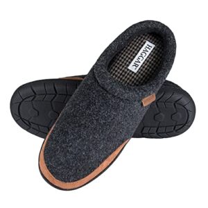 Haggar Men's Clog Slipper House Shoe Indoor/Outdoor with Memory Foam Comfort, Charcoal Felt, Large