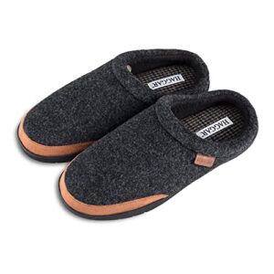 Haggar Men's Clog Slipper House Shoe Indoor/Outdoor with Memory Foam Comfort, Charcoal Felt, Large