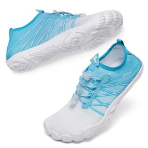 hiitave water shoes womens barefoot aqua shoes non slip lightweight quick dry with beach swim river gradient aqua/blue size 7 women/5.5 men