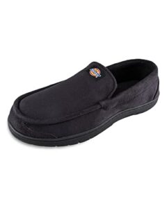 dickies men's venetian slipper, black microsuede, large