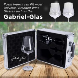 FlyWithWine Portable Aluminum Framed Wine Glass Carrying Case With Custom Wine Glass Fit Foam Inserts (Glasses Not Included)