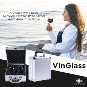 FlyWithWine Portable Aluminum Framed Wine Glass Carrying Case With Custom Wine Glass Fit Foam Inserts (Glasses Not Included)