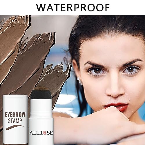 ALLROSE Eyebrow Stamp Stencil Kit - Eye Brow Stamping Kit, One Step Brow Stamp Kit, 20 Brow Stencils and Stamp Kit, Waterproof Perfect Eyebrow Kit, Easy to Use, Light Brown