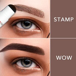 ALLROSE Eyebrow Stamp Stencil Kit - Eye Brow Stamping Kit, One Step Brow Stamp Kit, 20 Brow Stencils and Stamp Kit, Waterproof Perfect Eyebrow Kit, Easy to Use, Light Brown