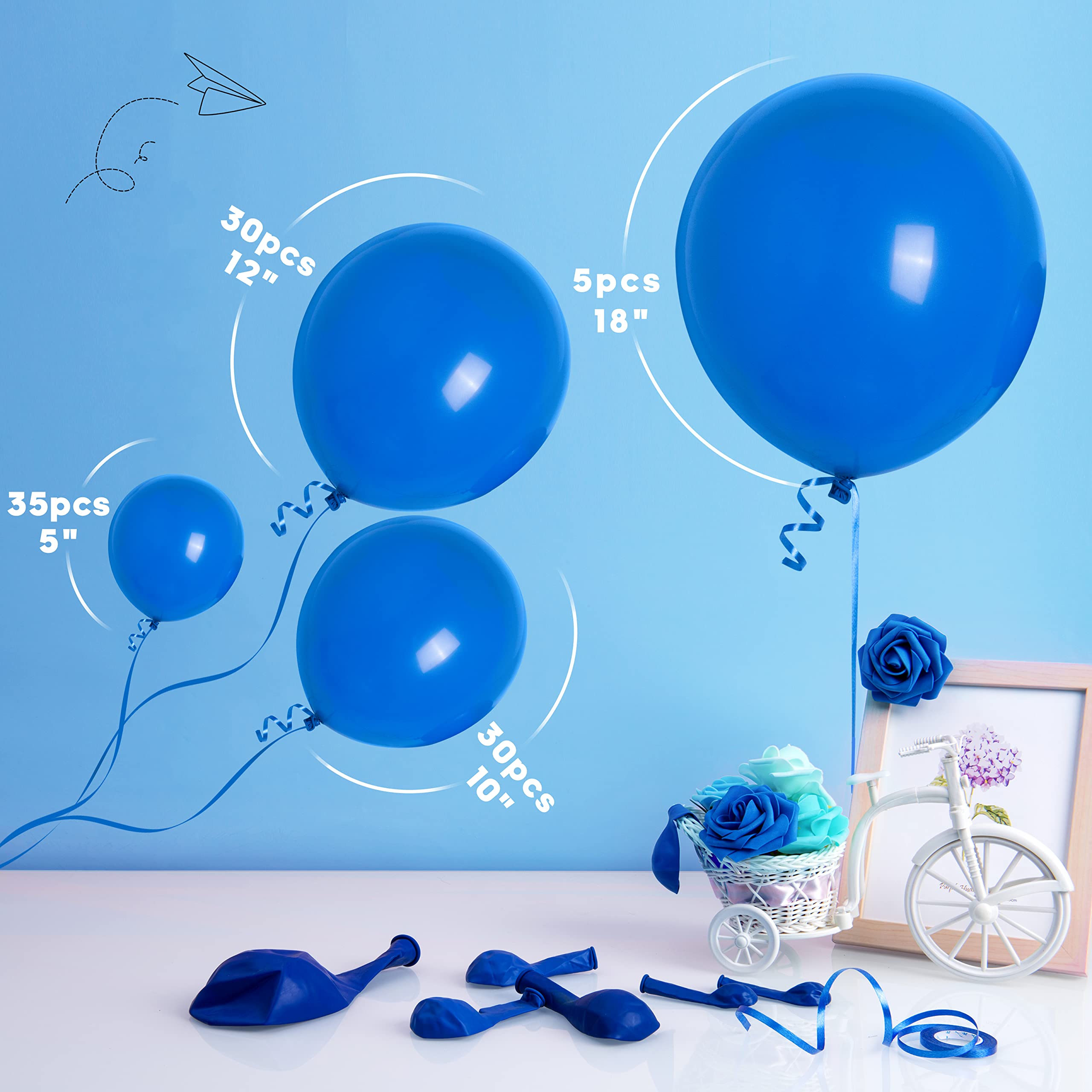 Henviro Royal Blue Party Balloons - 100 Pcs 5/10/12/18 Inch Balloons Helium Quality Latex Balloons As Birthday Party Balloons/Graduation Balloons/Valentines Day Balloons/Baby Shower/Wedding