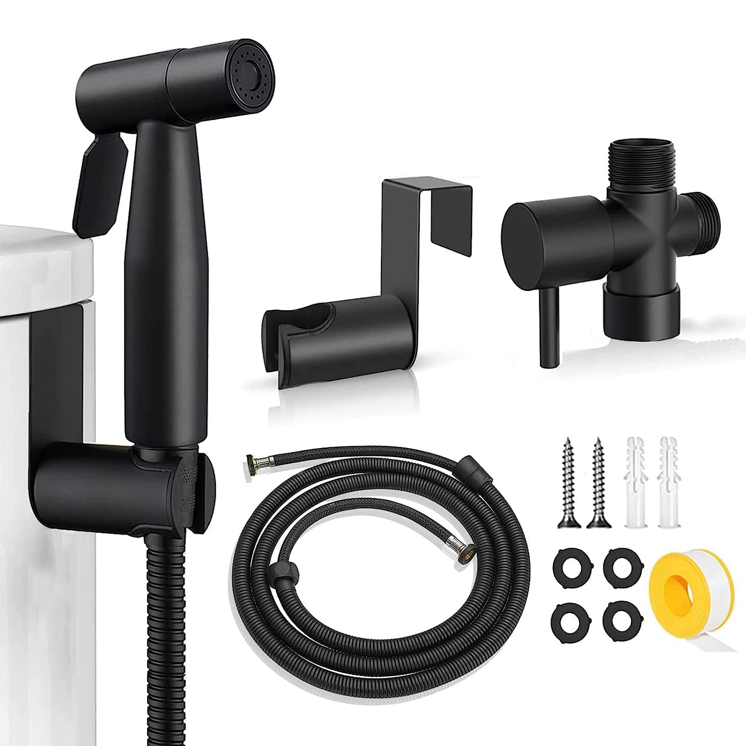 Bidet Sprayer for Toilet,Handheld Sprayer Kit, Bathroom Jet Sprayer Kit Spray Attachment with 57''Hose, Adjustable Water Pressure Control