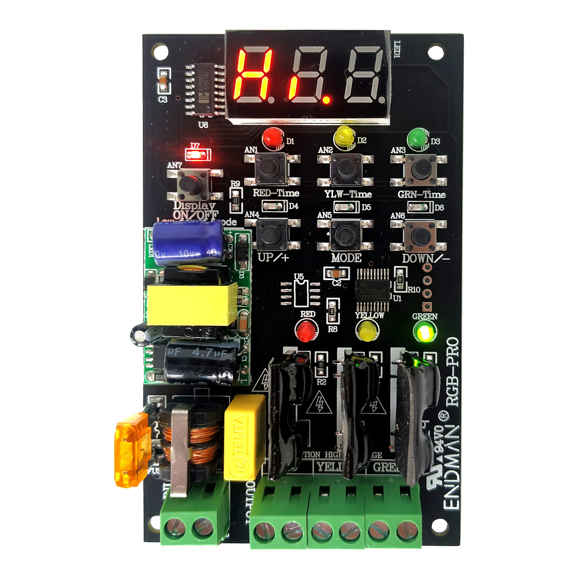 ENDMAN Traffic Light Controller Sequencer with 39+ Sequences 3 Channel 80VAC-260VAC Complete Accessories LED Display