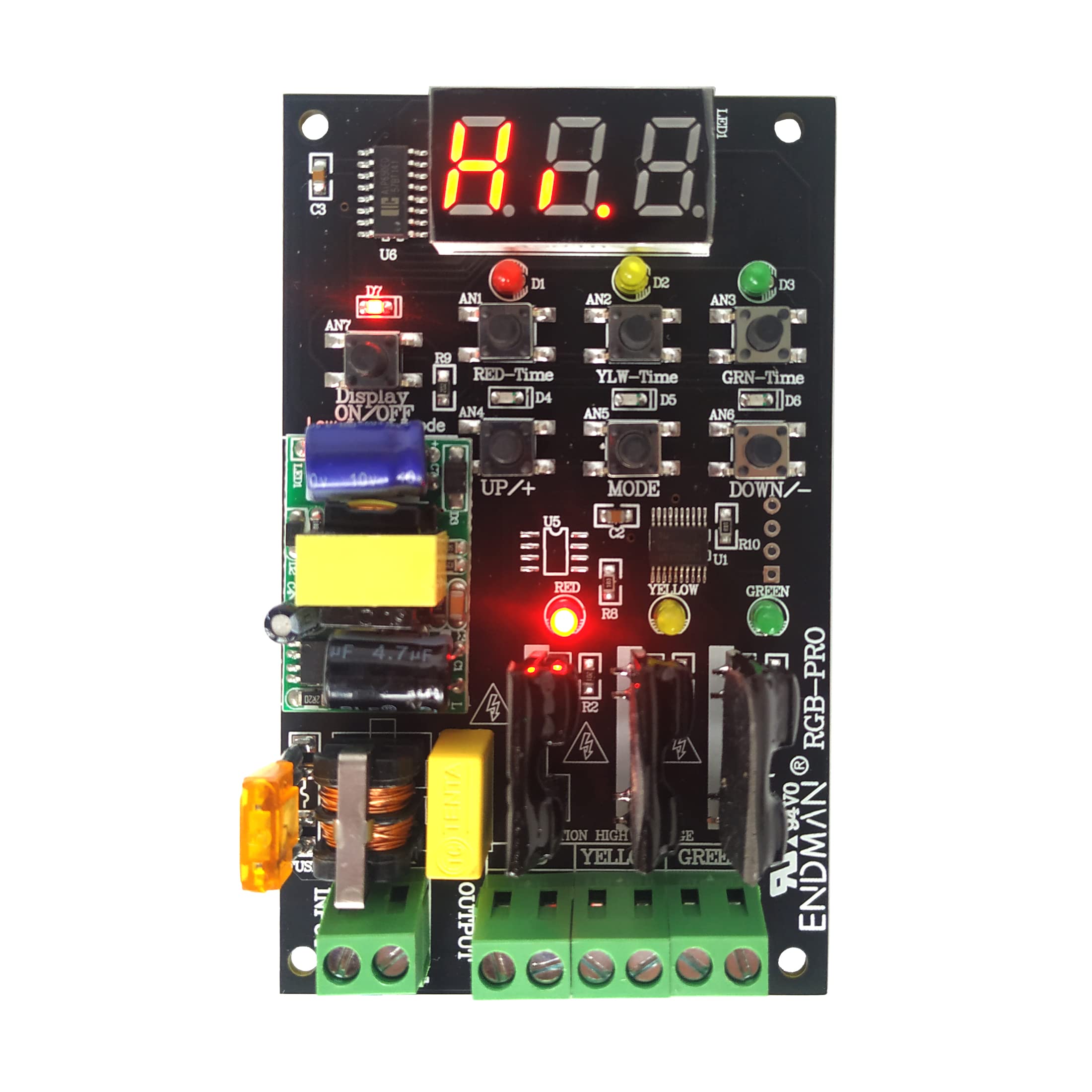 ENDMAN Traffic Light Controller Sequencer with 39+ Sequences 3 Channel 80VAC-260VAC Complete Accessories LED Display