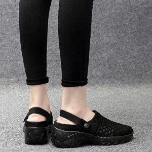 Womens Slip-on Walking Shoes,Orthopedic Diabetic Knit Mesh Breathable Casual Shoes with Arch Support Summer Outdoor Non-Slip Platform Sneakers Sandals Black