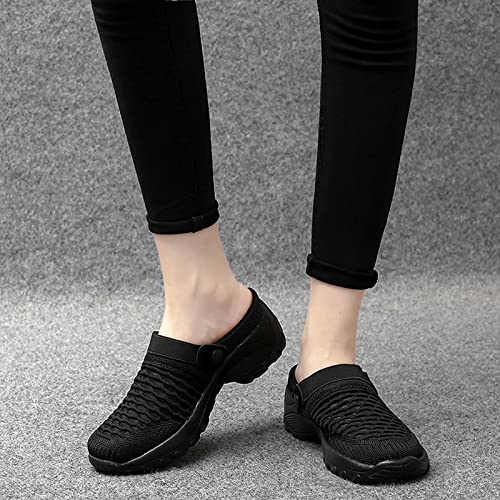 Womens Slip-on Walking Shoes,Orthopedic Diabetic Knit Mesh Breathable Casual Shoes with Arch Support Summer Outdoor Non-Slip Platform Sneakers Sandals Black