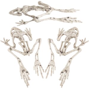scs direct frog skeleton halloween decoration (3 pack) - 8" long, weather resistant for indoor/outdoor use - animal decor for school projects, classrooms, dioramas, science fairs, fun & educational