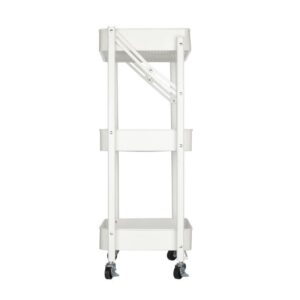 Urban Lifestyle 3 Tier Foldable Metal Rolling Storage Utility Cart, No Tools Assembly, White