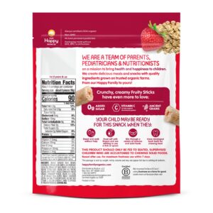 HAPPYTOT Organics Fruity Sticks, Oat & Fruit Filled Grain Sticks, Strawberry, Organic Toddler Snack, 2.5 Ounce Bag (Pack of 6)