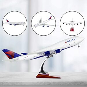 Lose Fun Park 1:130 Scale Large Airplane Model Delta Boeing 747 Plane Models Diecast Airplanes with LED Light for Collection or Gift