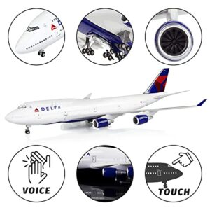 Lose Fun Park 1:130 Scale Large Airplane Model Delta Boeing 747 Plane Models Diecast Airplanes with LED Light for Collection or Gift