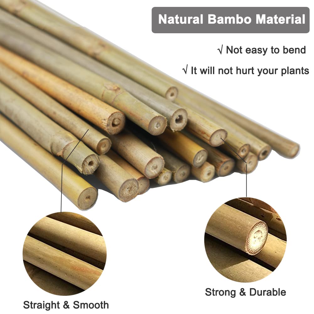 20 Pcs 18 Inch Natural Bamboo Plant Support Stakes for Indoor Plants, Bamboo Sticks Poles Garden Bamboo Stakes for Potted Plants, Tomato, Beans