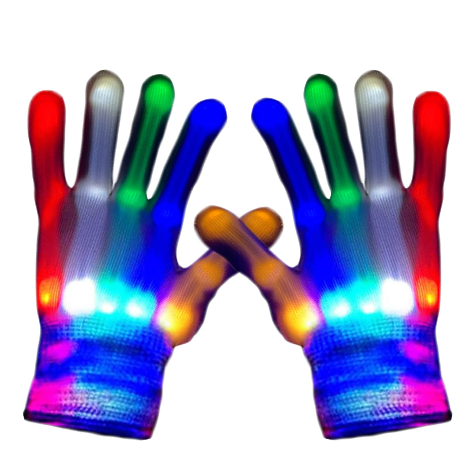 DALEDWN Led Gloves 5 Colors 6 Modes Light up Gloves Rave Gloves Finger Light Flashing Gloves Cool Fun Toys (S) White