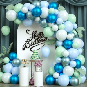 balloon garland kit green blue white balloons ocean balloon arch kit under the sea party decorations for kids baby shower birthday shark whale theme party