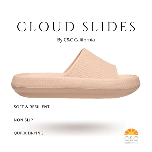 C&C California Women's Comfy Foam Pillow Cloud Slides Non-Slip Quick Drying Indoor Outdoor Sandals In Nude Size: 11