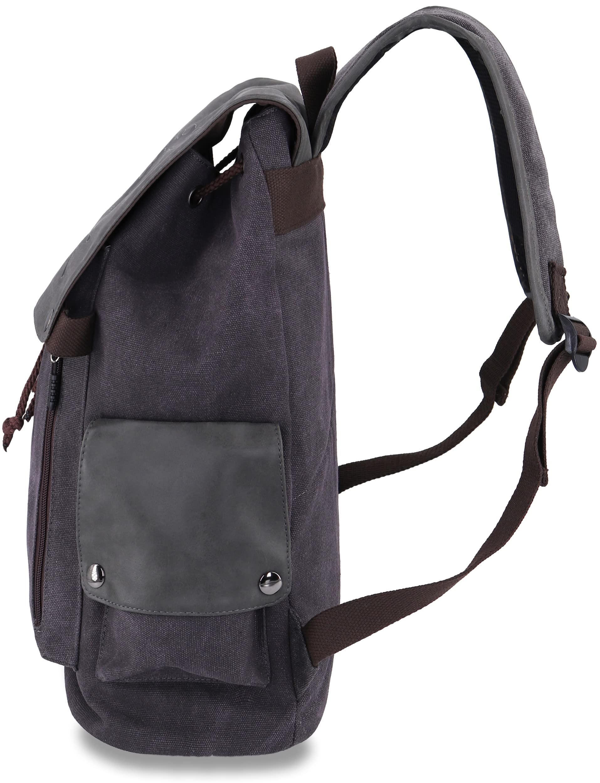 Roffatide Canvas Laptop Backpack Women Men Canvas Backpack bag Grey