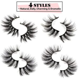 Kisslily 20 Pairs 3D False Eyelashes Pack 4 Styles Mixed Natural Look Wispy Lashes 18MM Long Fluffy Curled Faux Mink Lashes Wholesale(20 Pairs 4 Styles)