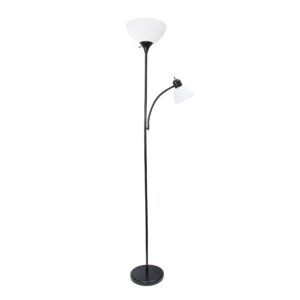 Simple Designs Mother-Daughter Floor Lamp with Reading Light (LF2000-BLK) | Sylvania LED Light Bulbs (60W Equivalent)