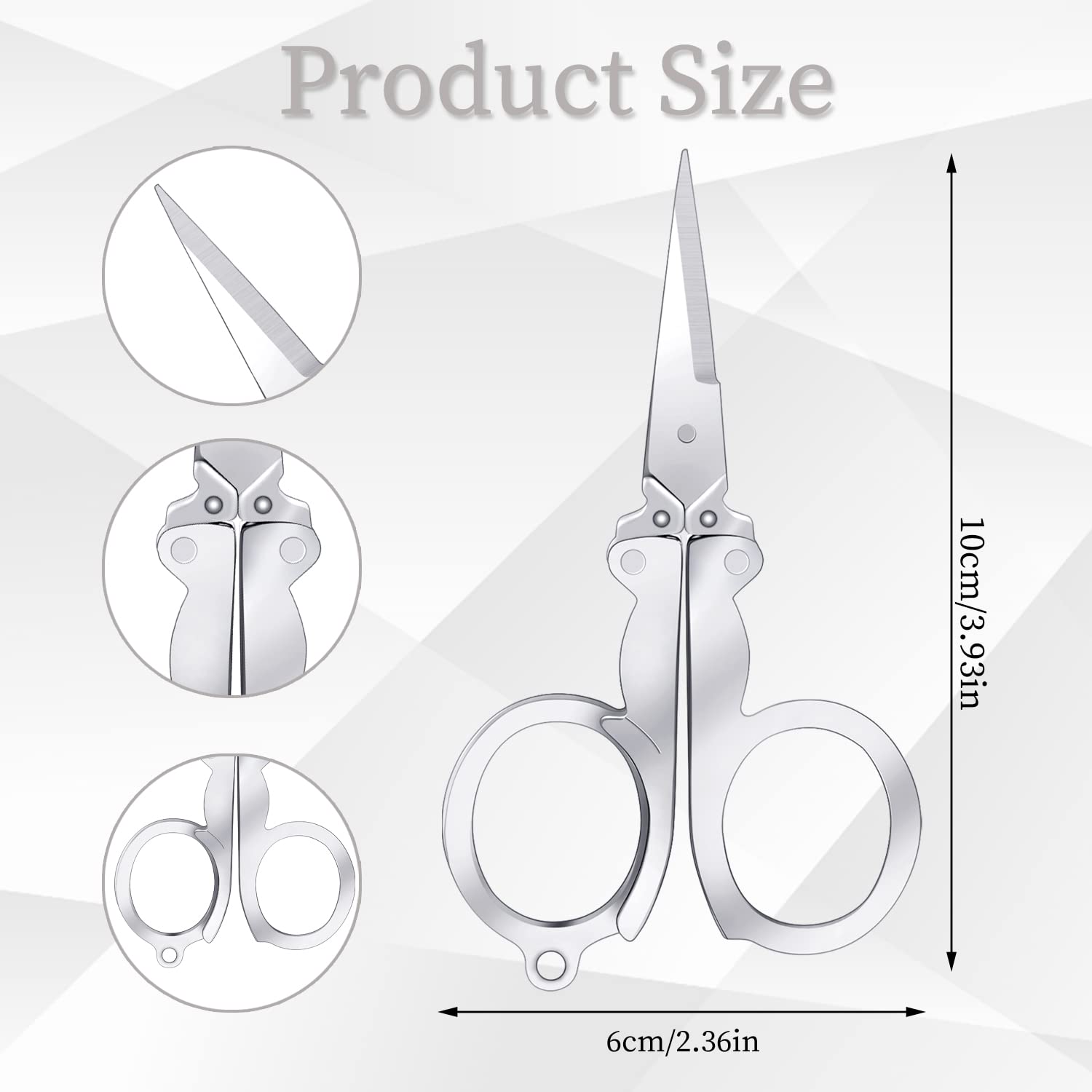 8 Pcs Stainless Steel Small Scissors Folding Scissors, Pocket Portable Foldable Travel Scissors Tiny Mini Craft Cutter for Home Travel, Silver