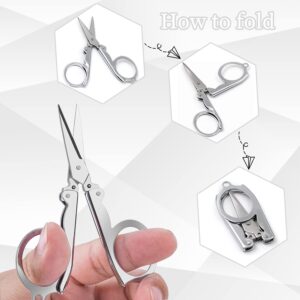 8 Pcs Stainless Steel Small Scissors Folding Scissors, Pocket Portable Foldable Travel Scissors Tiny Mini Craft Cutter for Home Travel, Silver