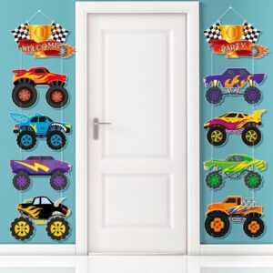 truck themed party decorations car cardboard cutout checkered flag birthday party banner welcome porch sign door hanger car party supplies hanging banner welcome sign ornament