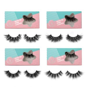 SY SHUYING 18mm Mink Lashes 3D Real Mink Eyelashes Cat Eye Fluffy Cross False Eyelashes Wispy Soft Reusable Luxury Volume 5D Fake Eyelashes (Star, 4 Pairs)