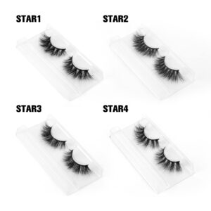 SY SHUYING 18mm Mink Lashes 3D Real Mink Eyelashes Cat Eye Fluffy Cross False Eyelashes Wispy Soft Reusable Luxury Volume 5D Fake Eyelashes (Star, 4 Pairs)