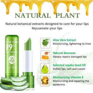 LZYLLS 6 Pack Aloe Vera Lipstick,Long Wear Nourishing Lip stick,Waterproof Moisturizing Color Changing Lip Balm Lipstick,Lip Gloss,Magic Temp Color Change Matte Lip Gloss Makeup