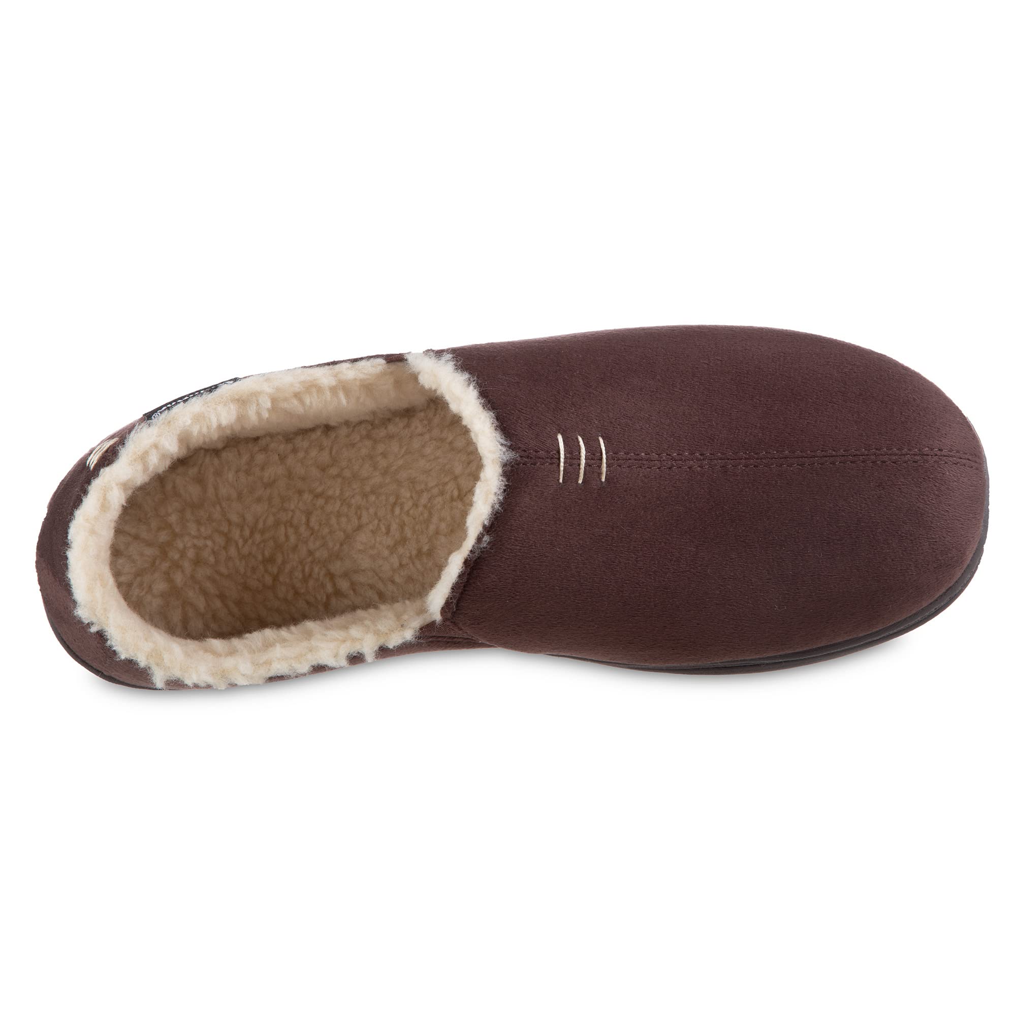 isotoner Men's Recycled Microsuede Nigel ECO Slippers with Advanced Memory Foam and Berber Lining, Dark Chocolate, 8-9