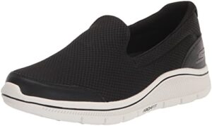 skechers women's arch walk relaxed fit slip on golf shoe sneaker, black/white, 8.5