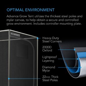 AC Infinity Advance Grow System 3x3, 3-Plant Kit, WiFi-Integrated Grow Tent Kit, Automate Ventilation, Circulation, Schedule Full Spectrum Samsung LM301B LED Grow Light, 2000D Mylar Tent