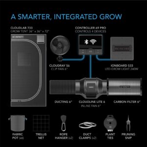 AC Infinity Advance Grow System 3x3, 3-Plant Kit, WiFi-Integrated Grow Tent Kit, Automate Ventilation, Circulation, Schedule Full Spectrum Samsung LM301B LED Grow Light, 2000D Mylar Tent