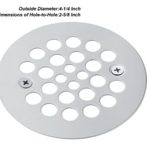 Artiwell 4-1/4“ Shower Strainer Drain Trim Set, Screw-in Shower Strainer Drain Cover, Plastic-Oddities Style Replacement Strainer Grid,Machine & Self-Tapping Screws Included (Chrome Plated)